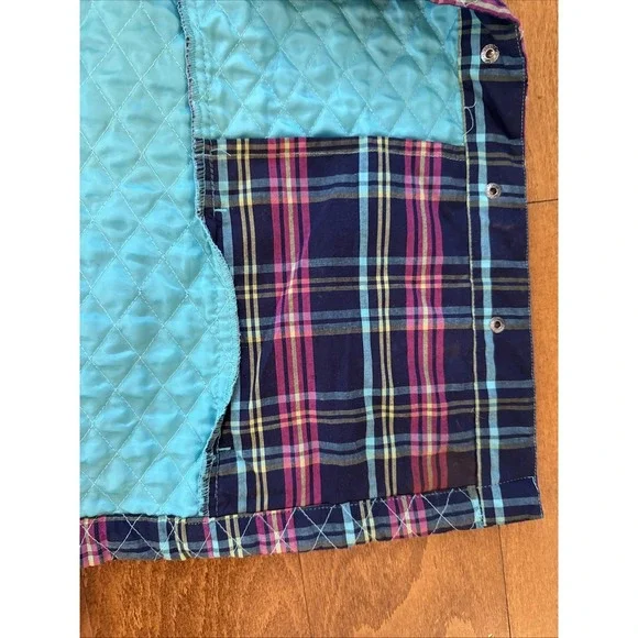 Vintage Company Collection Women's Snap Navy Pink Quilted Plaid Vest Size M - Picture 6 of 6